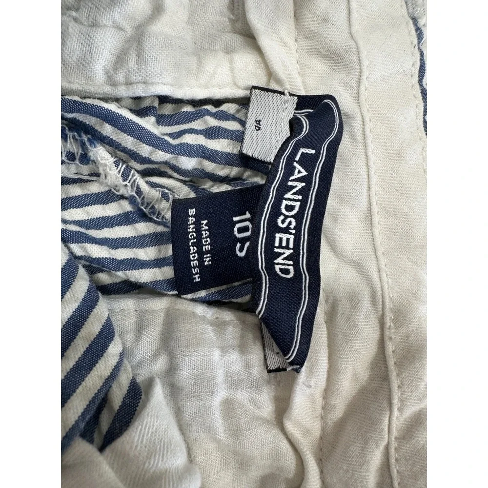 Lands End Kids‎ Navy White Stripe Seersucker Pants Size 10S